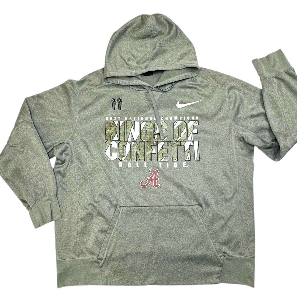 Nike Dri-Fit 2017 NCAA Alabama Championship Gray Graphic Hoodie Men’s Size XXL